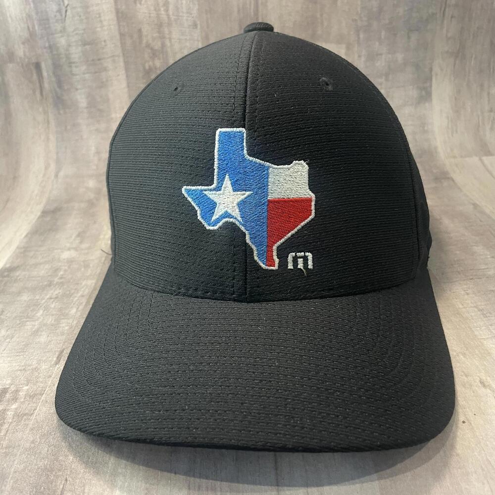 Travis Mathew FlexFit Hat Men’s L-XL Black TEXAS Embroidered Golf Cap - Picture 6 of 8